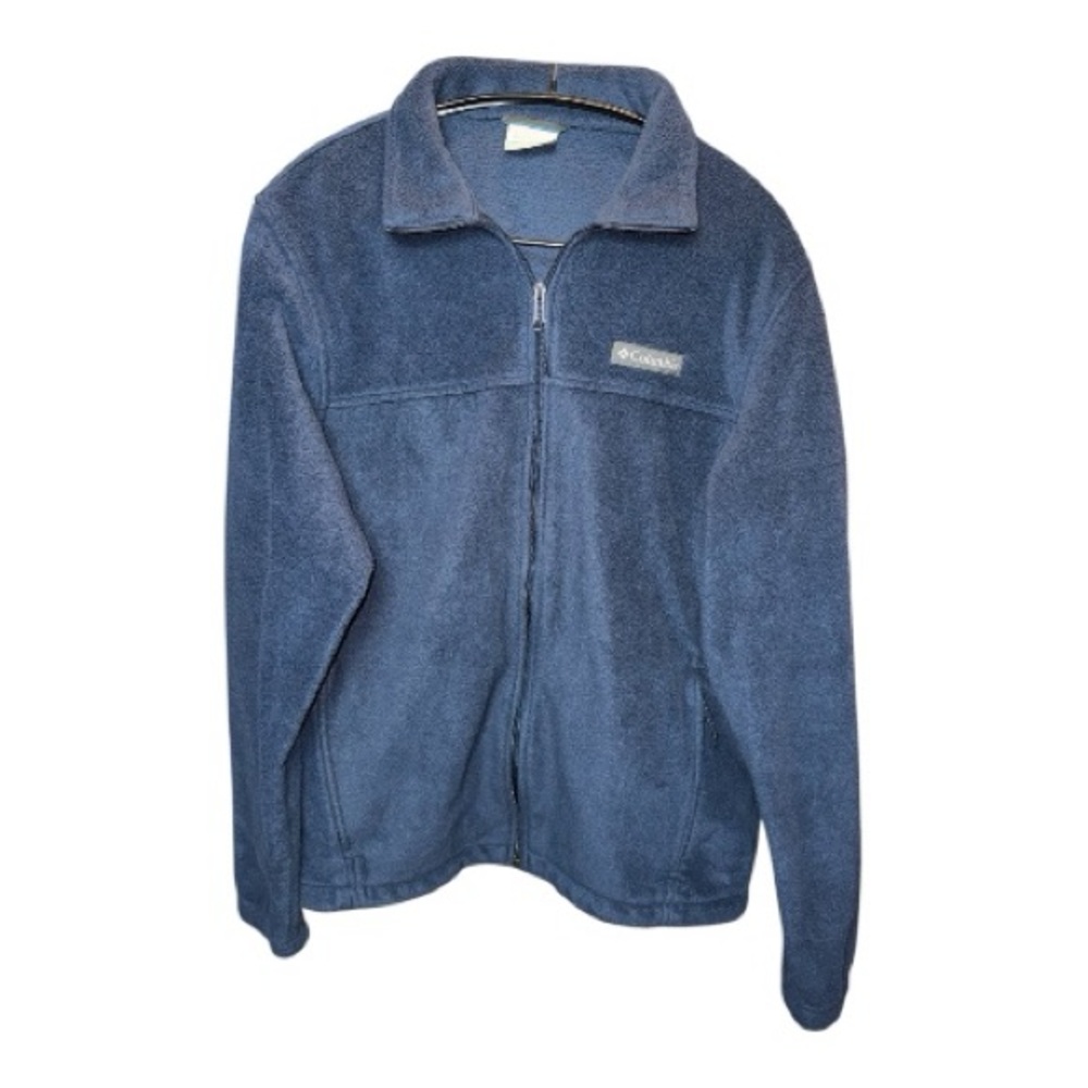 Columbia Fleece Navy Zip Up Sweater | Medium | Pocket zippered | Cinch Waist
